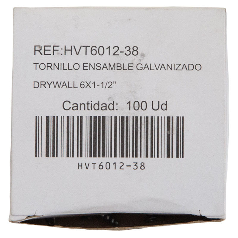 Tornillo drywall cabeza phillips punta plana 6 x 11/2" 100 uds