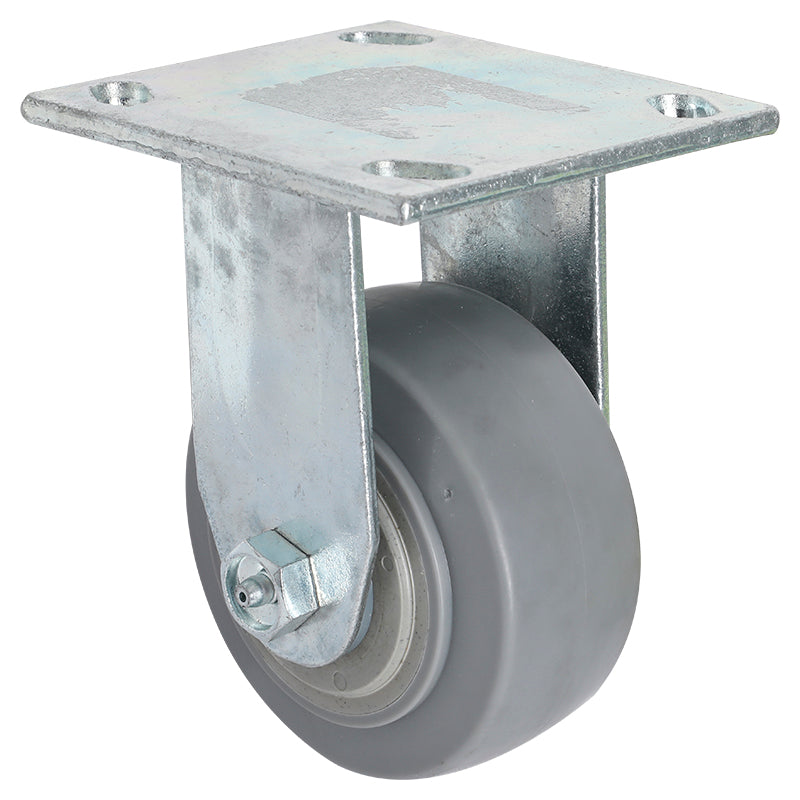 4" rubber fixed caster with plate