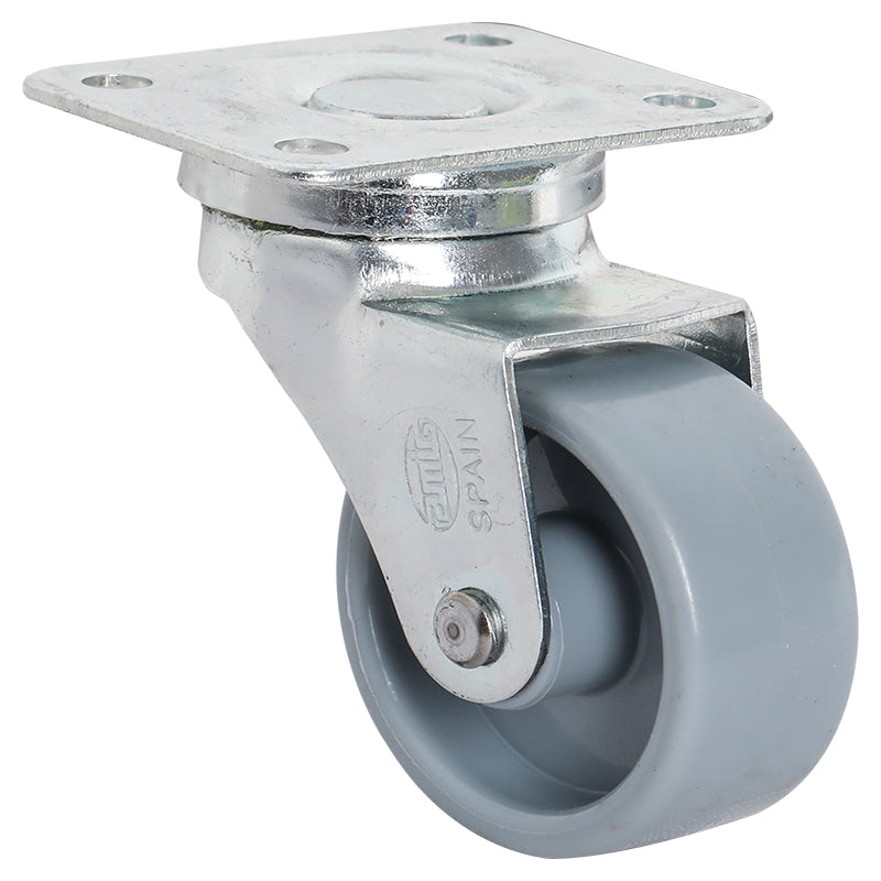 Rodin giratorio nylon base tipo placa 1 1/2" soporta hasta 22 kg