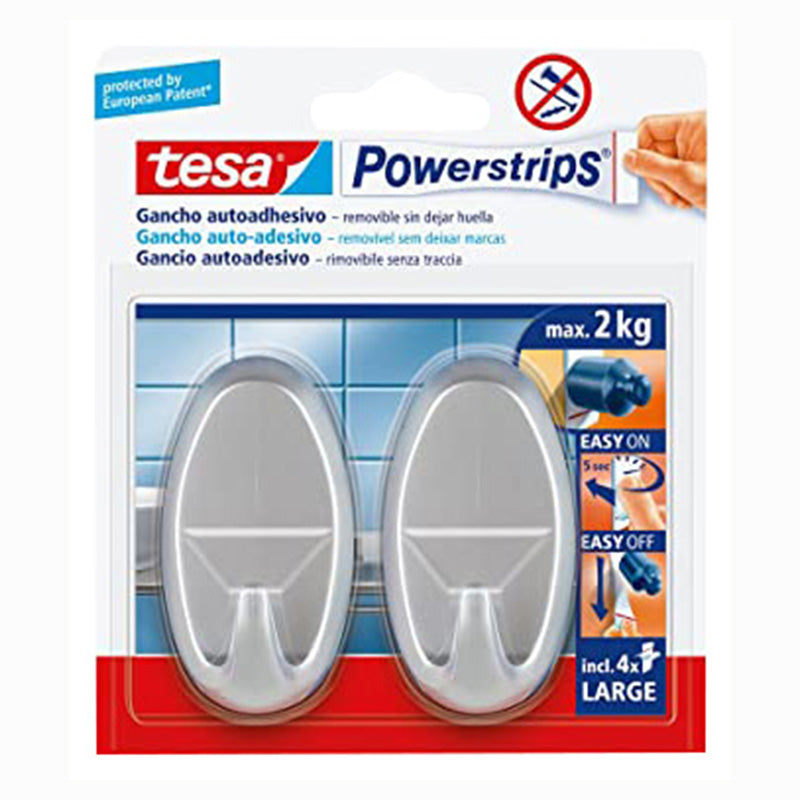 Grey Oval Plastic Adhesive Hook Blister 2 units