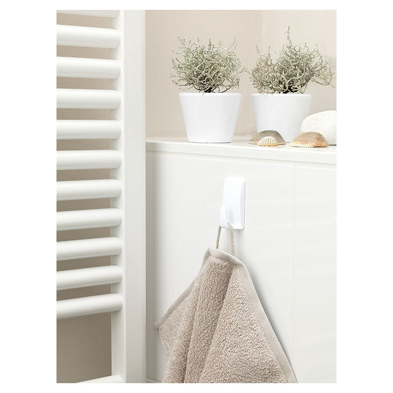 White rectangular plastic adhesive hook 2 pcs