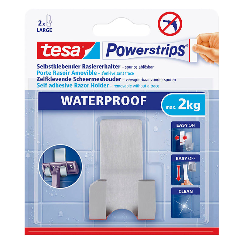Rectangular grey metallic adhesive hook blister 1 pc