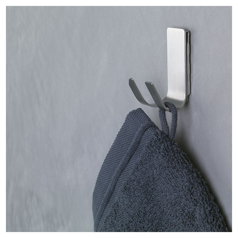 Rectangular grey metallic adhesive hook blister 1 pc