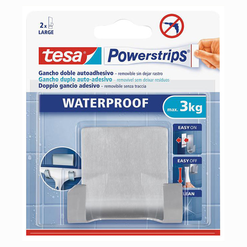 Self-adhesive gray square plastic hook blister 1 unit