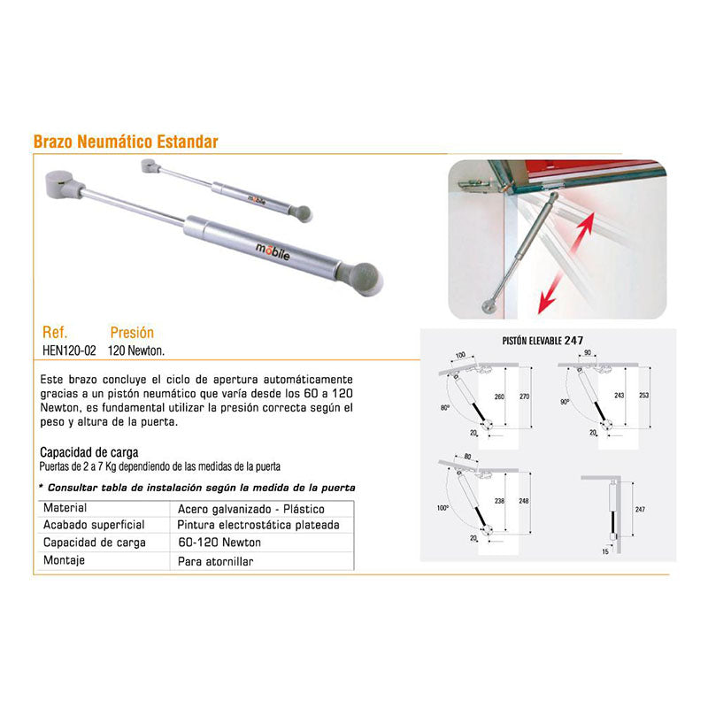 Brazo neumático tubular cromado 1 ud