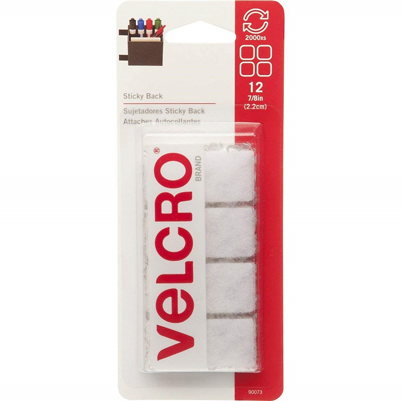Velcro adhesivo cuadrado blanco 7/8" (2,2 cm) 12 uds