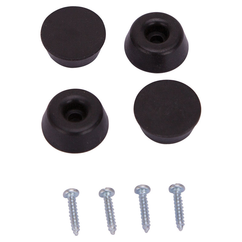 Black rubber bumper stop with screw 7/8" 4 pcs