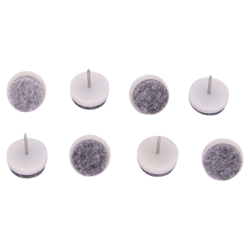 Deslizador de plástico y fieltro con clavo gris 3/4" 8 uds