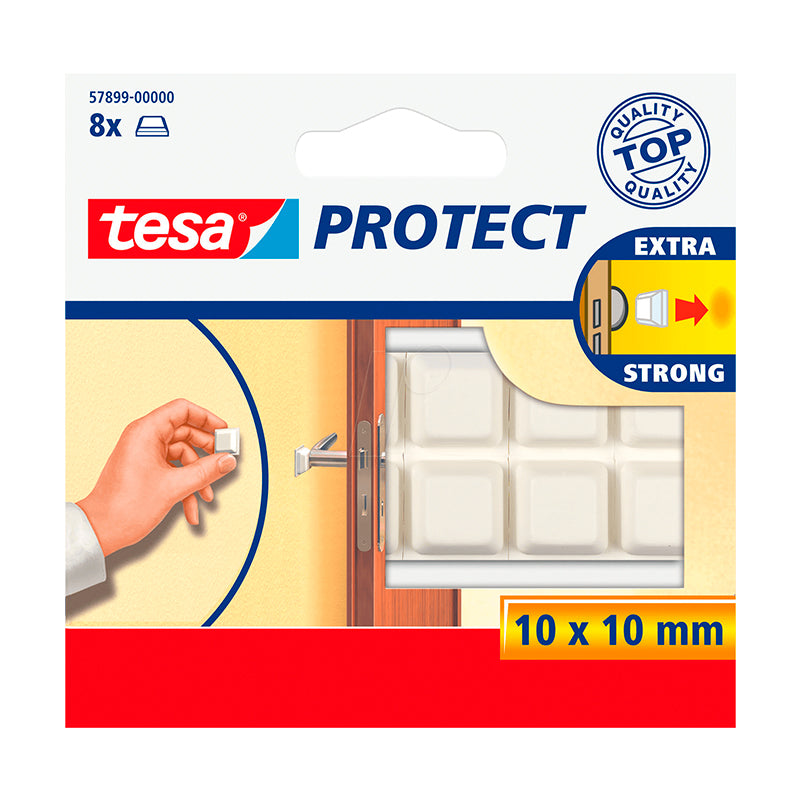 Protector de superficies hule cuadrado blanco blíster 8 uds