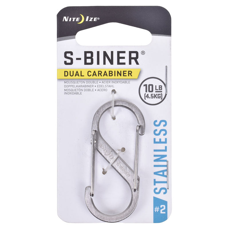Grey stainless steel carabiner #2 holds up to 4.5 kg