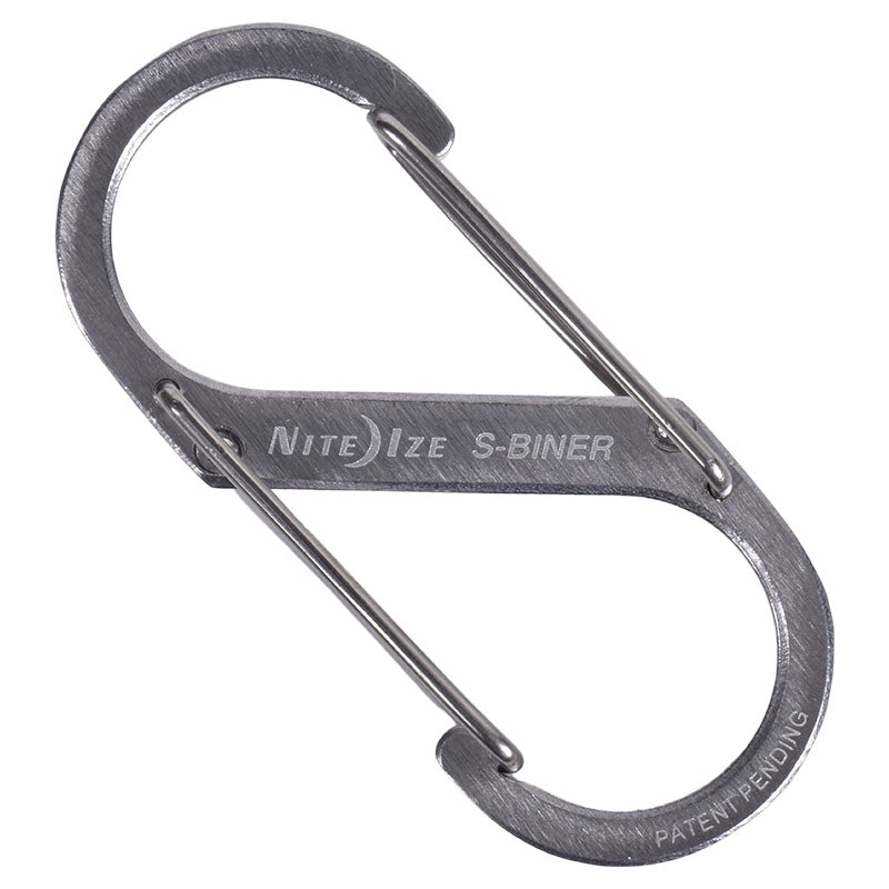 Grey stainless steel carabiner #2 holds up to 4.5 kg