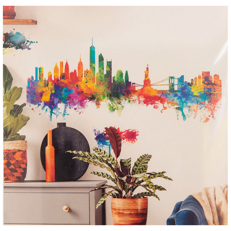 Sticker decorativo figura horizonte de New York en colores