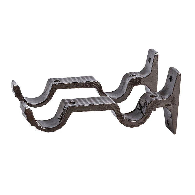 Soporte doble para cortina a pared café 1"
