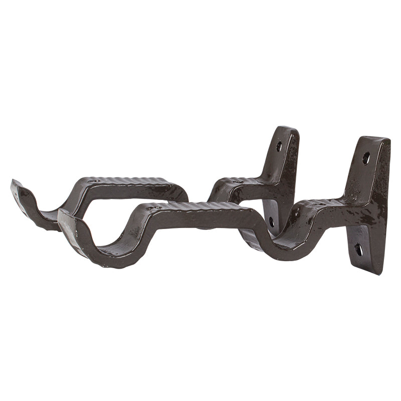 Soporte doble para cortina a pared café 3/4"