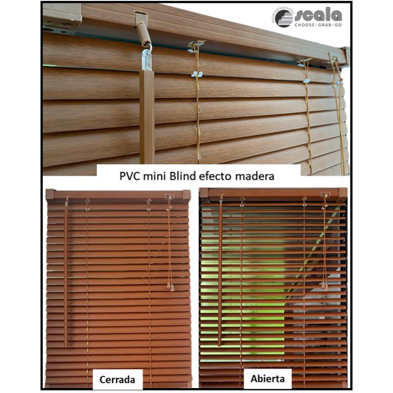 Persiana 1" pvc mini blind 100 x 160 cm madera