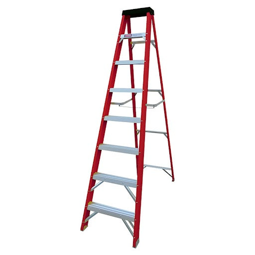 Escalera tijera fibra de vidrio 8 peldaños 8,12 pies soporta hasta 150 kg