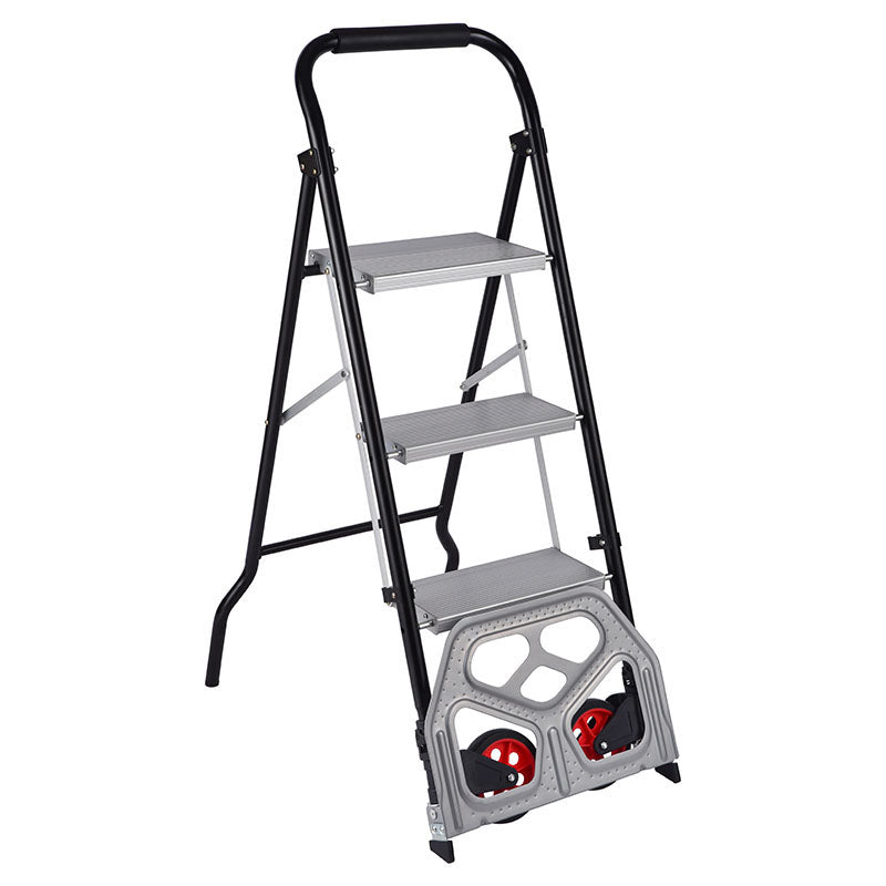 Escalera multifuncional plegable (carretillo) acero y aluminio 3 peldaños 106 cm soporta hasta 80 kg