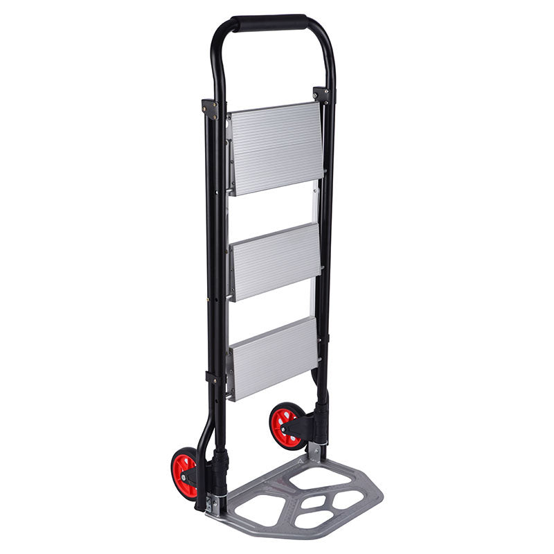 Escalera multifuncional plegable (carretillo) acero y aluminio 3 peldaños 106 cm soporta hasta 80 kg