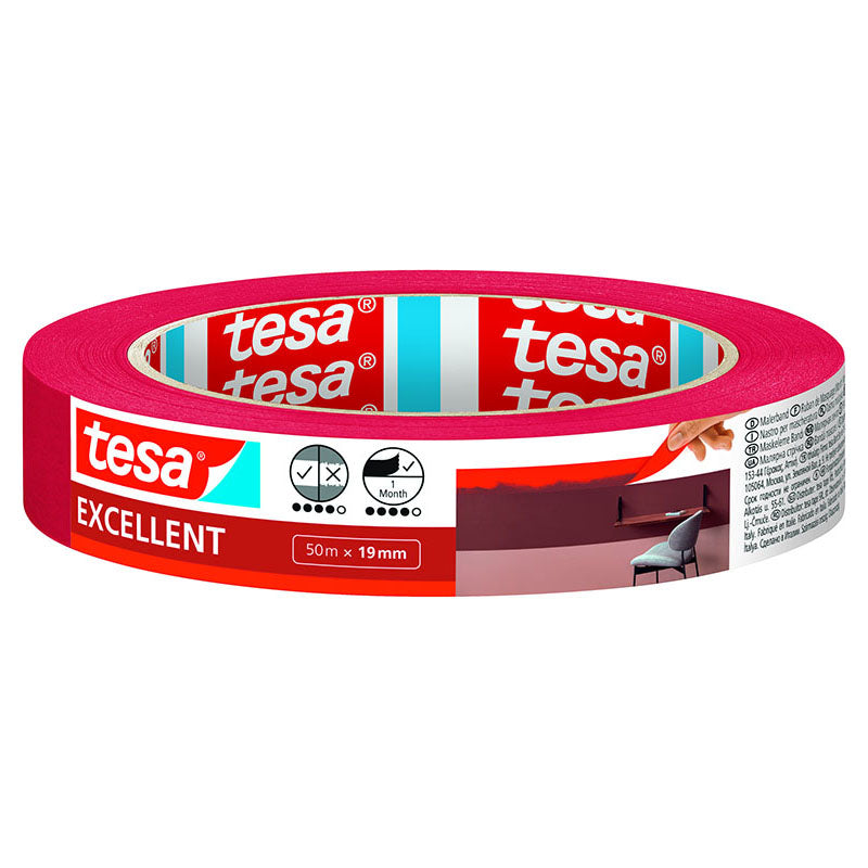 Cinta enmascarar Tesa Excellent 3/4" x 50 m roja