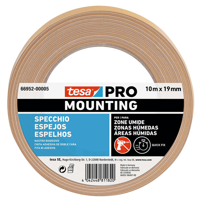 Cinta doble cara resistente a humedad 3/4" 10 m blanco