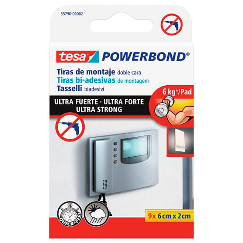 Tiras de sujeción doble cara 3/4" blancas 9 uds