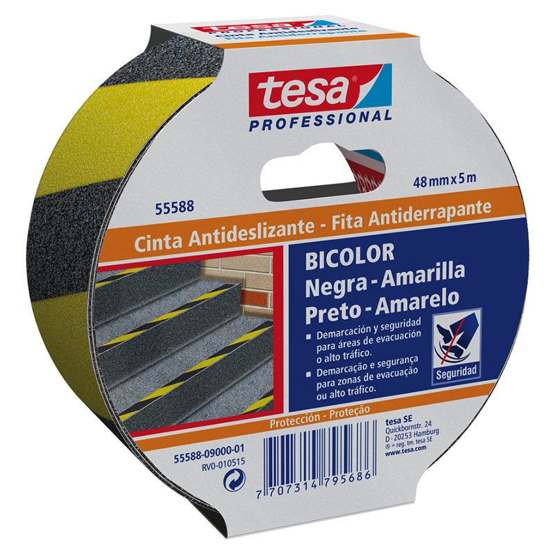 Cinta antideslizante bicolor 48 mm x 5 m amarillo y negro