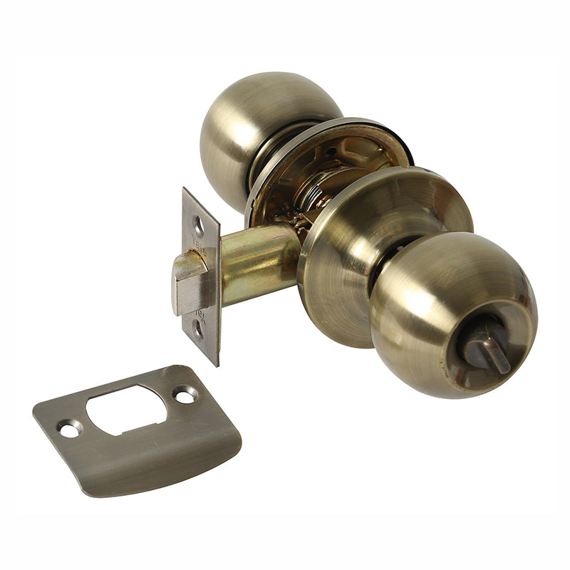 Bolton Keyless Bathroom Knob Antique Brass