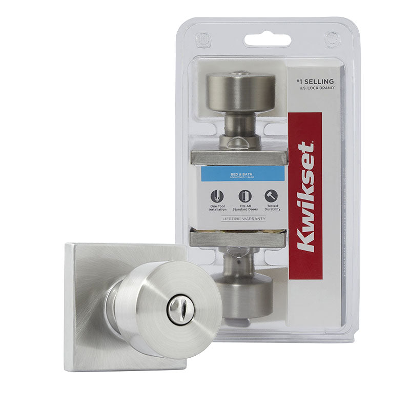 Bilbao Keyless Bathroom Knob, Satin Nickel