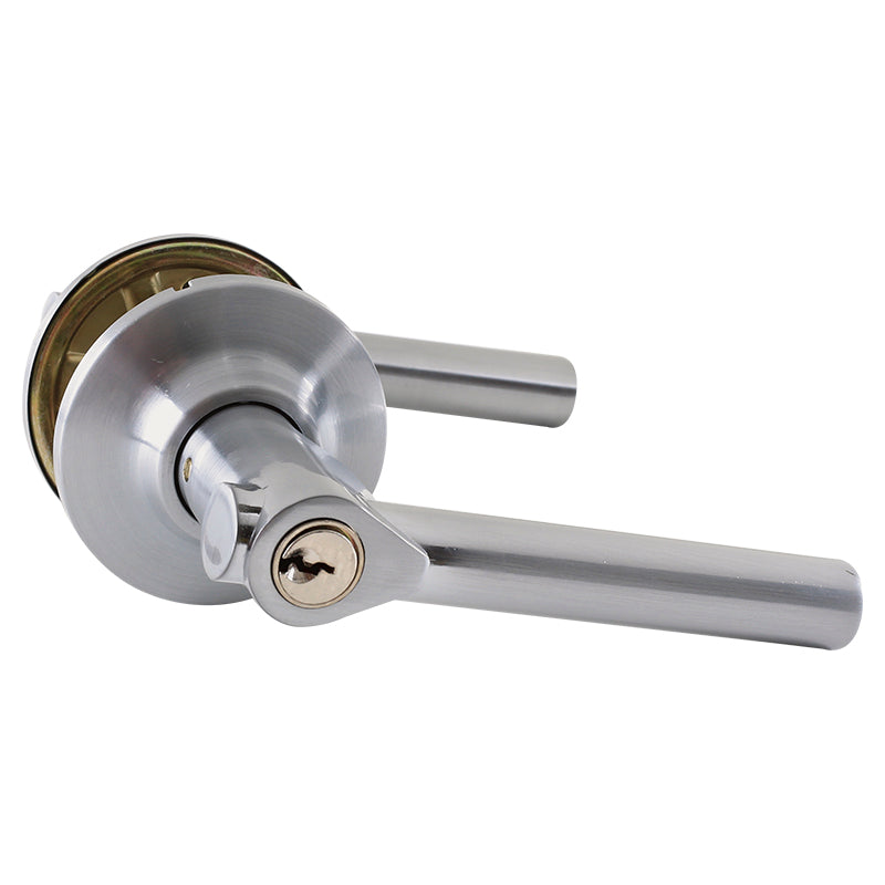 Manija con llave Leeds para dormitorio cromo satinado