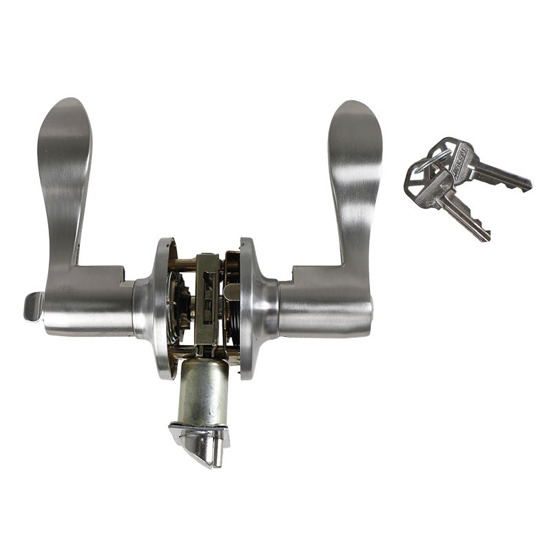 Manija con llave Queen para dormitorio níquel satinado