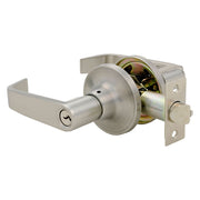 Lyon Keyed Entry Lever for Bedroom Satin Nickel