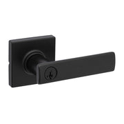 Breton keyed door handle for bedroom in matt black