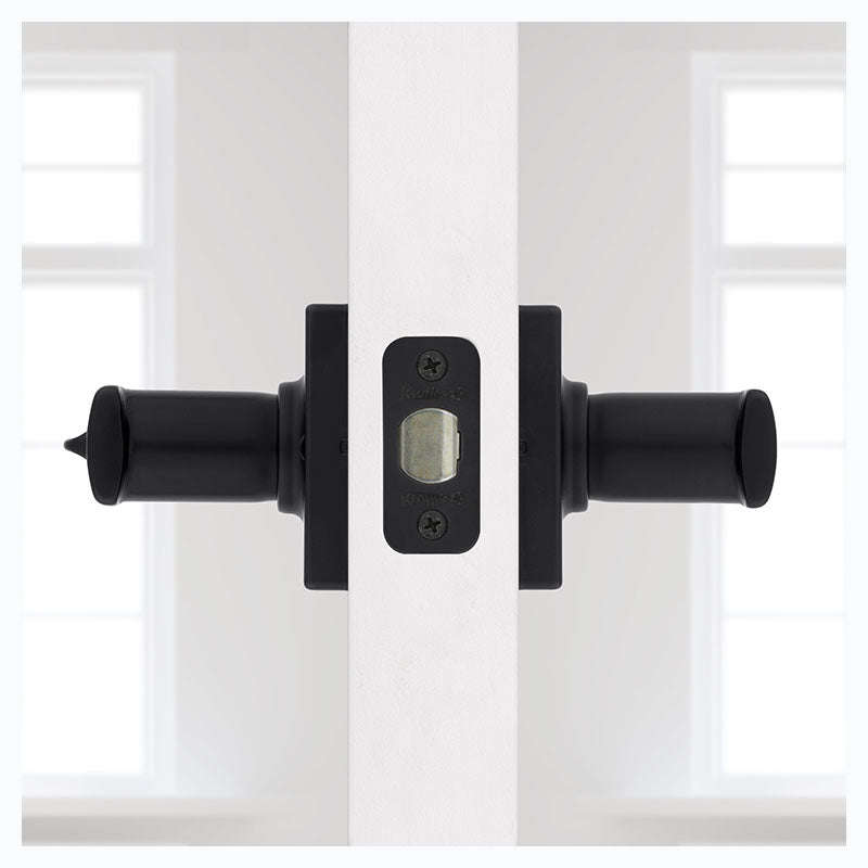 Breton keyed door handle for bedroom in matt black