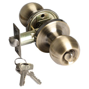 Bolton keyed knob for bedroom antique brass