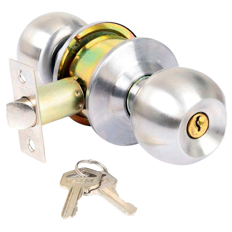 Tezza Satin Stainless Steel Knob with Key Lock and Latch