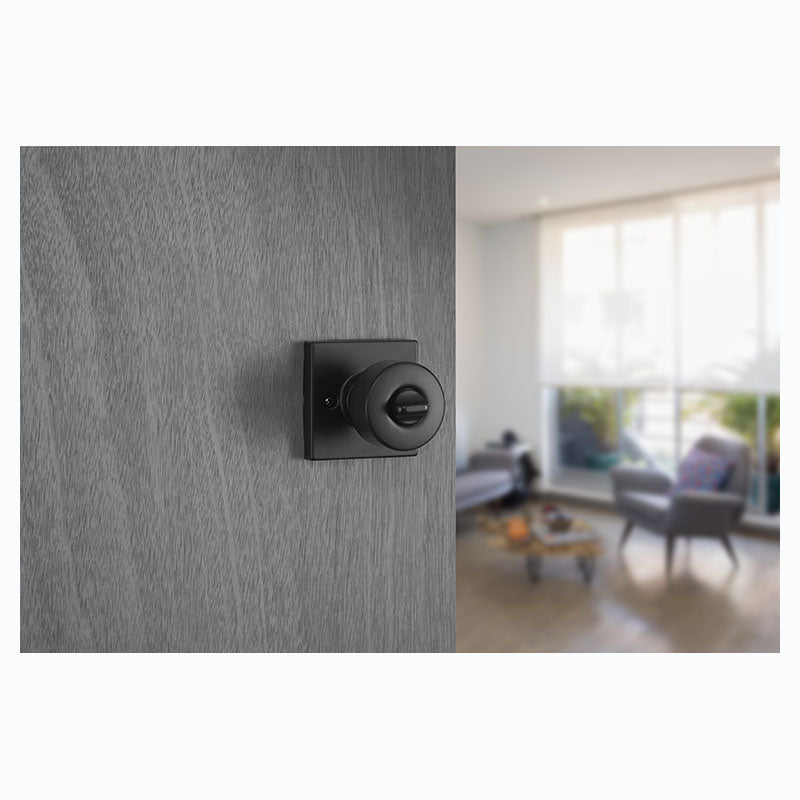 Pomo con llave Bilbao para dormitorio negro mate