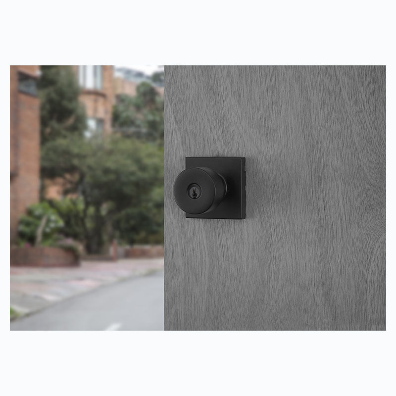 Pomo con llave Bilbao para dormitorio negro mate