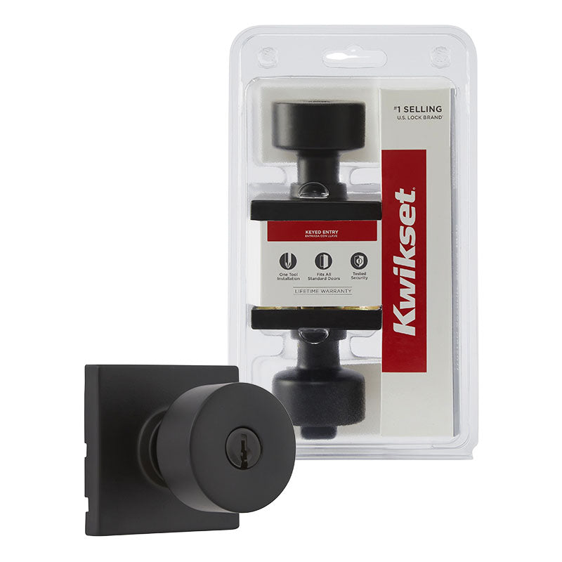 Pomo con llave Bilbao para dormitorio negro mate