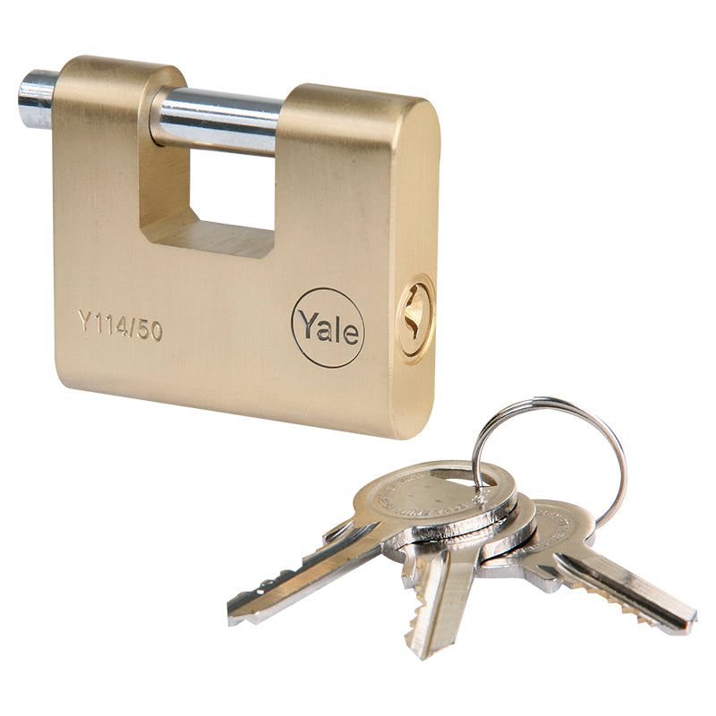 Yale 50mm anti-shearing brass padlock