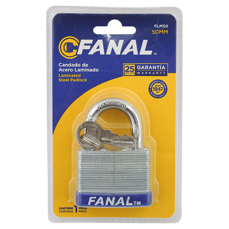 Laminated padlock, short shackle, 50mm