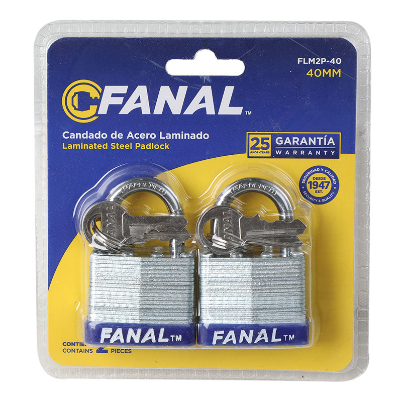 Set de 2 candados 40 mm arco corto de hierro Fanal