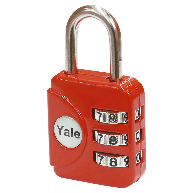 Yale 28mm Solid Red Enamel Metal Combination Padlock
