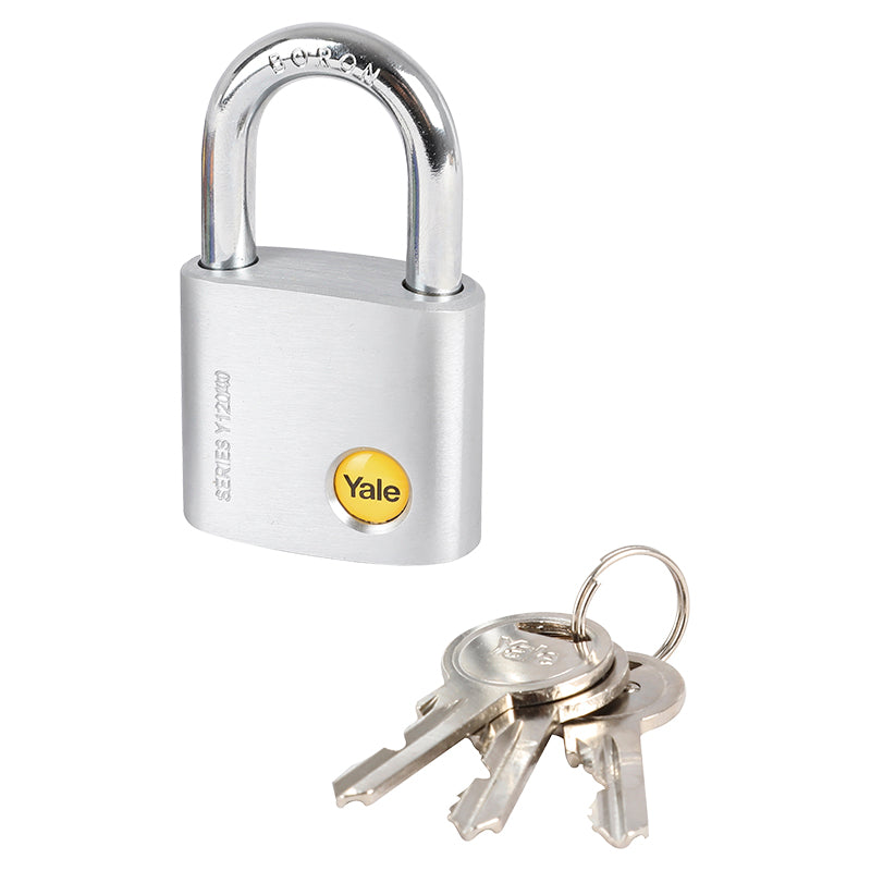 Yale 40mm satin nickel brass short shackle padlock
