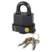 Yale 51mm weatherproof brass padlock with plastic cover