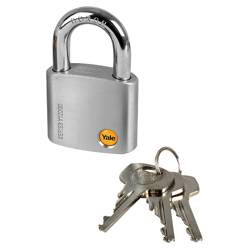 Yale 50mm Satin Nickel Brass Short Shackle Padlock