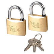 Yale Set of 2 Brass Bronze 50mm Short Shackle Padlocks