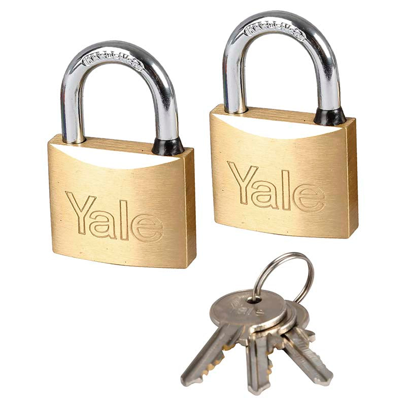 Yale Set of 2 Brass Bronze 50mm Short Shackle Padlocks