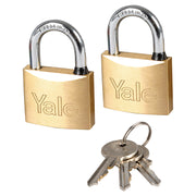 Set of 2 Yale 40mm brass short shackle padlocks