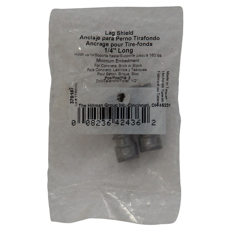 Long lag shield 1/4" 2 pcs