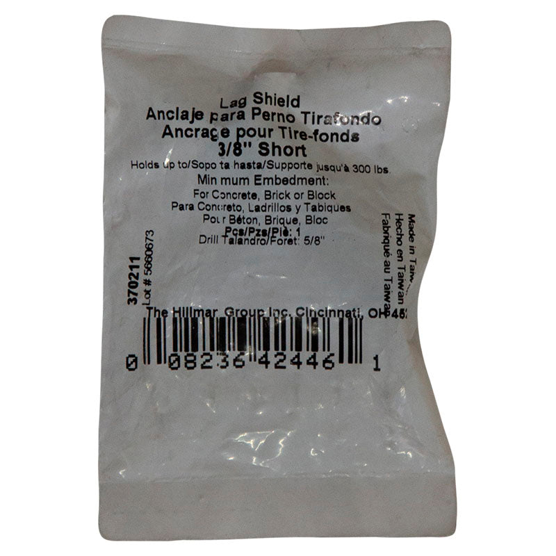 Short lag shield 3/8" 1 pc